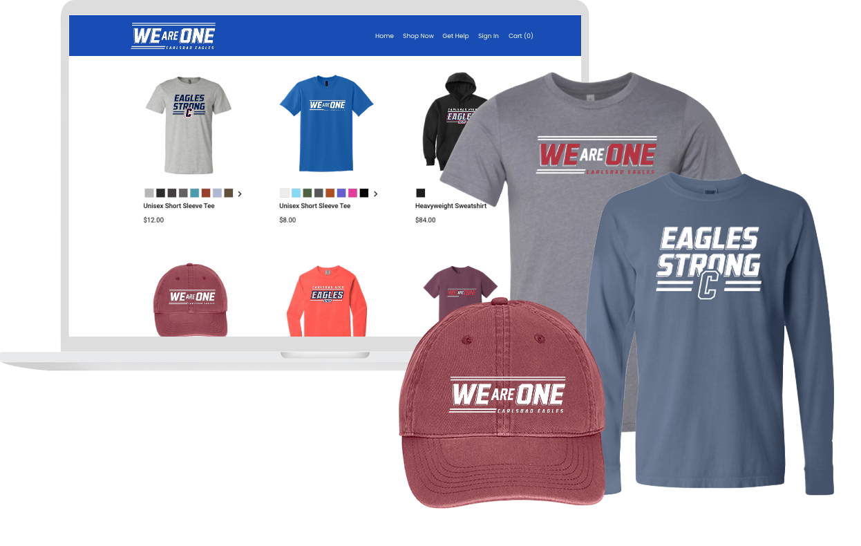 Custom online store apparel for schools, teams, companies, and organizations