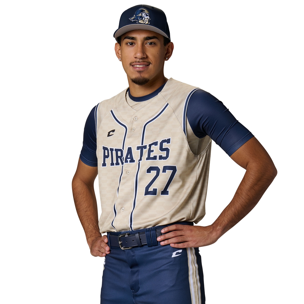 Champro JUICE Full Button Sleeveless Loose Jersey custom sublimated team apparel front view