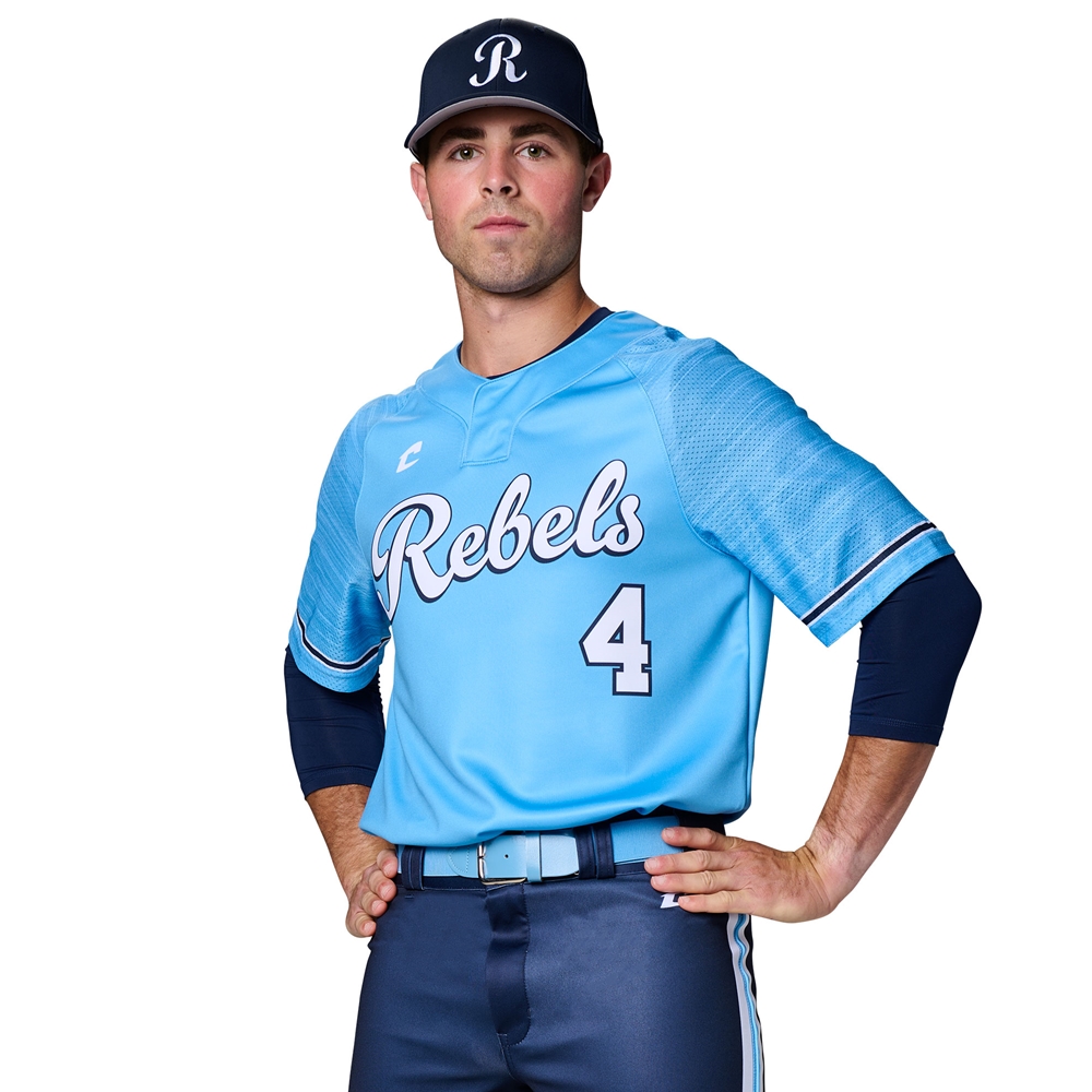 Champro JUICE 2-Button Pro-Neck Loose Jersey with Mesh Short Sleeve custom sublimated team apparel front view