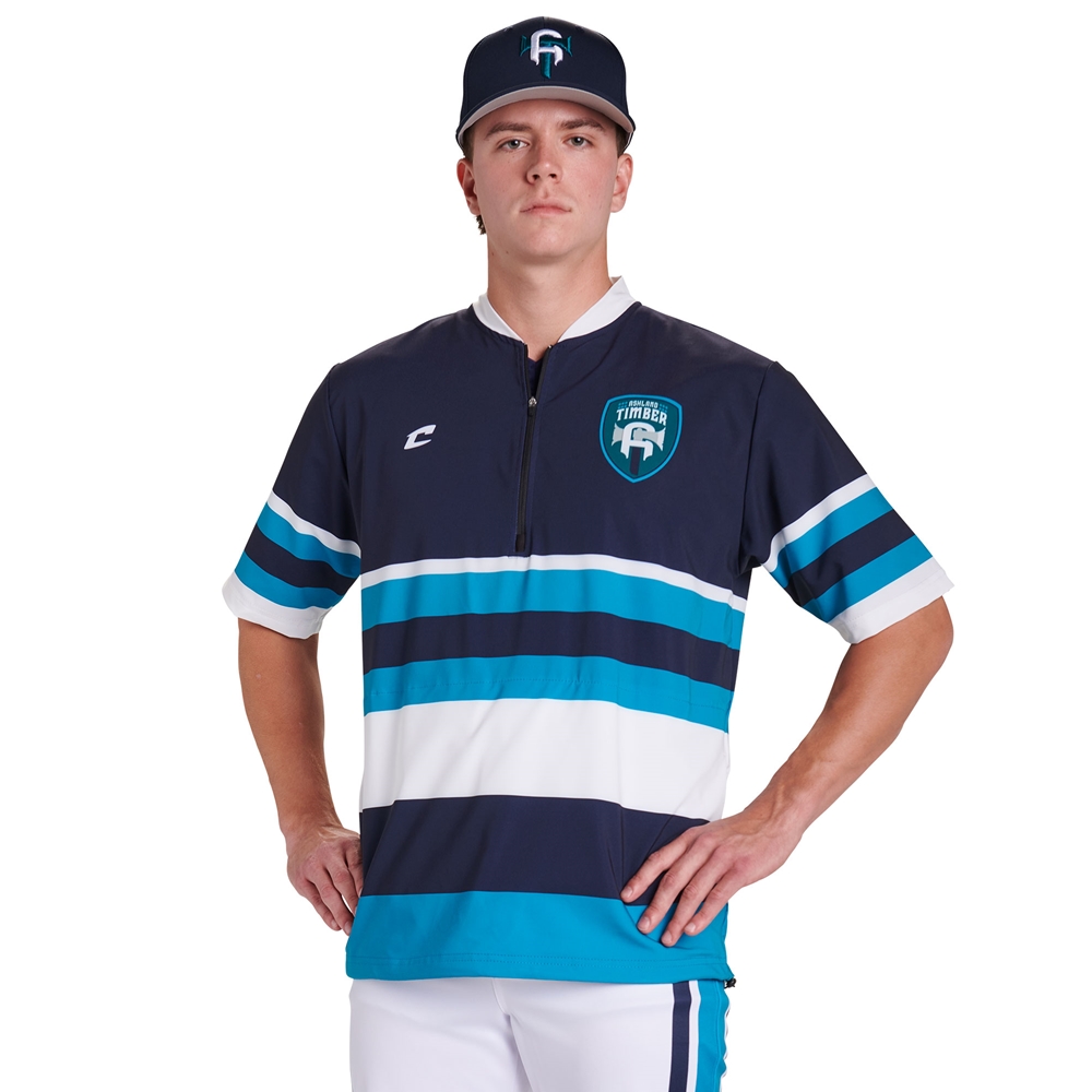 Champro JUICE Traditional Short Sleeve Cage Jacket w/Pockets custom sublimated team apparel front view