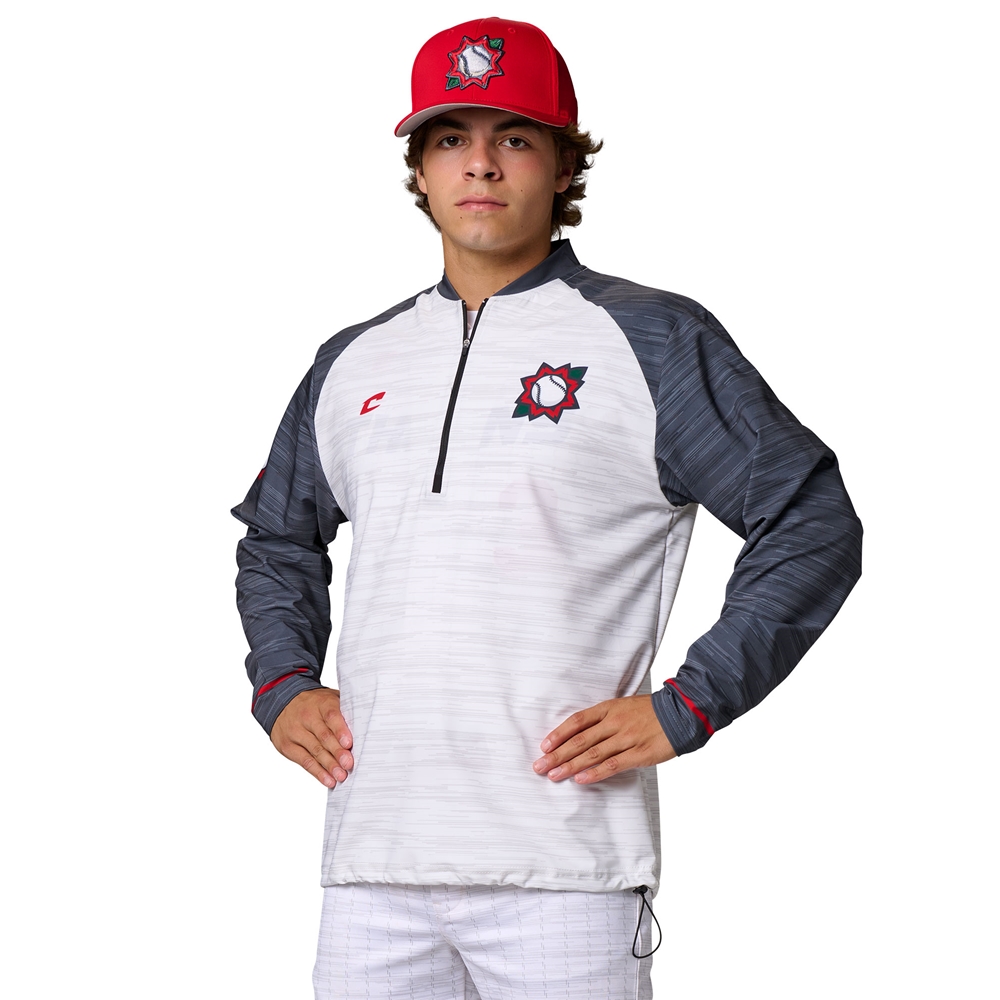 Champro Juice Traditional Long Sleeve Cage Jacket custom sublimated team apparel front view