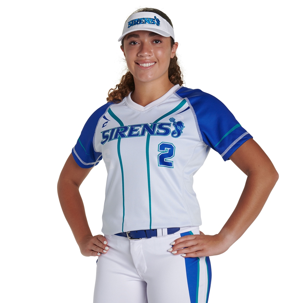 Champro JUICE Single-Ply Reversible V-Neck Short Sleeve Jersey custom sublimated team apparel front view